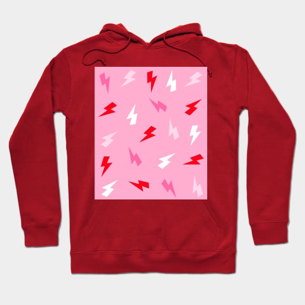 Red and Pinks Lightning Bolts Pattern Hoodie by OneThreeSix